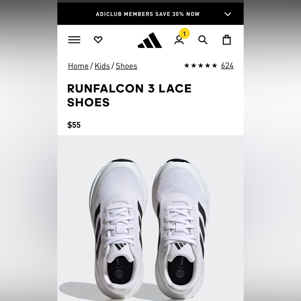 ADIDAS RUNFALCON 3 LACE SHOES - Picture 2 of 11